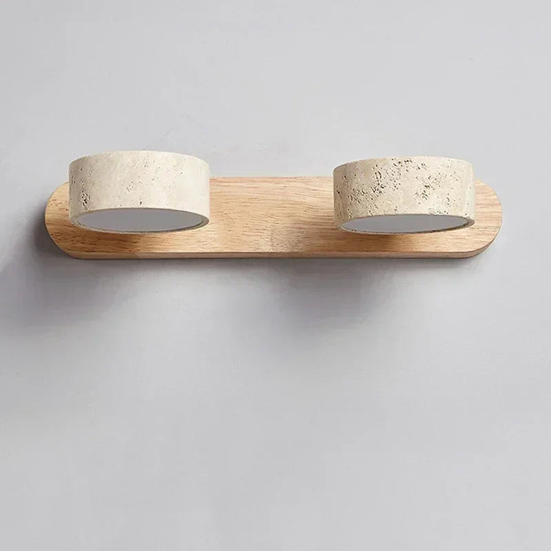 Travertine Duo Wall Light Wabi Sabi Creative Round LED rotatable Light Bathroom Washtable Dressing Table Mirror Front Lamps