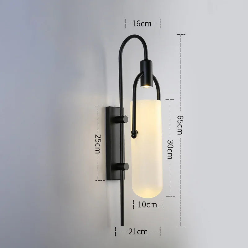 Black & Gold Glass Wall Light – Minimalist LED Sconce for Bedroom, Bathroom & Living Room