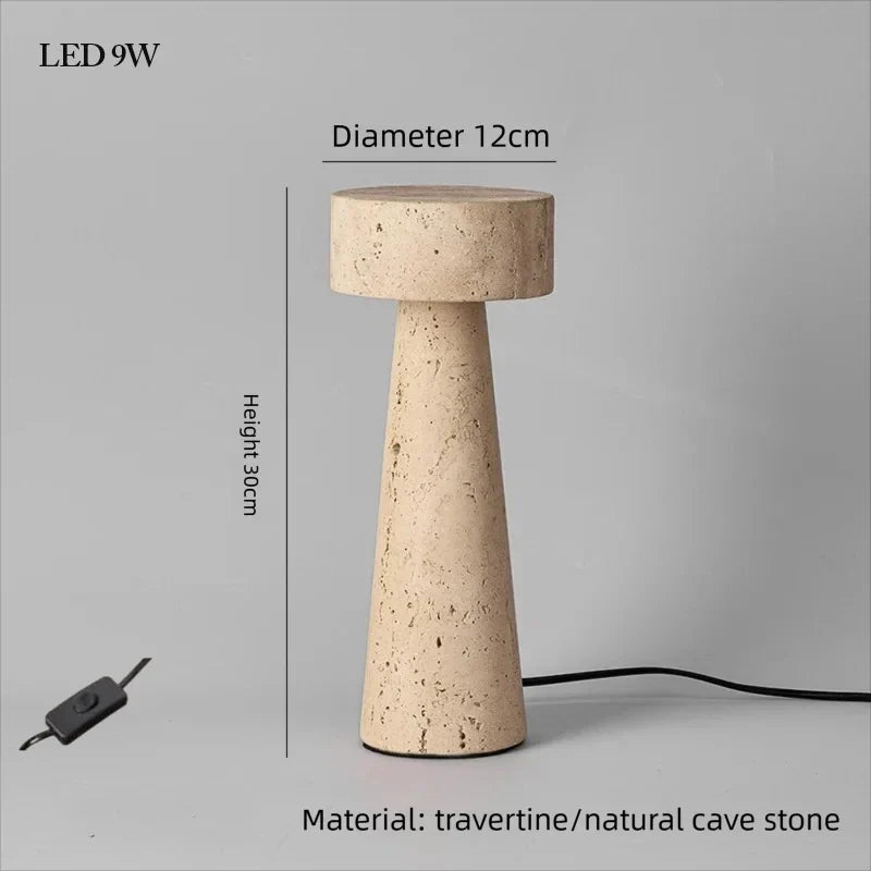 Travertine Stone Table Lamp – Modern Natural Bedside Light