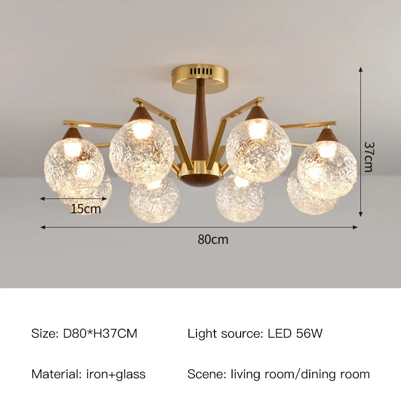 French Medieval Creative Retro Glass Pendant Lamp Living Room Bedroom Restaurant Kitchen LED Chandelier Indoor Decor Lighting