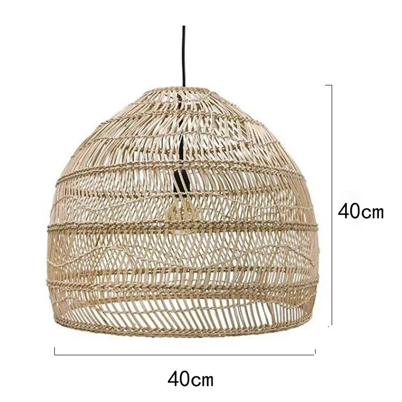 Chinese Handmade Woven Natural Rattan Pendant Lamp Living Room Restaurant Hotel Homestay Bedroom Led Chandelier Art Lights Decor