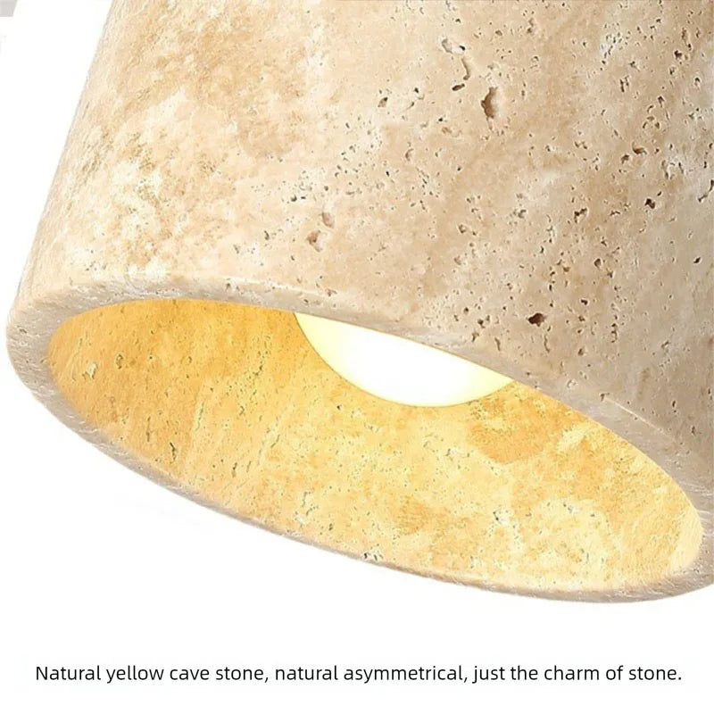 Yellow cave stone Japanese-style wabi-sabi bedroom bedside wall lamp, retro homestay study, rotatable wall lamp with switch for