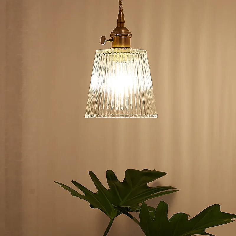 Vintage Noridc Stripe Glass Pendant Lamp Dining Room Kitchen Retro Pendant Lights Bedroom Bedside Decor Hanging Light