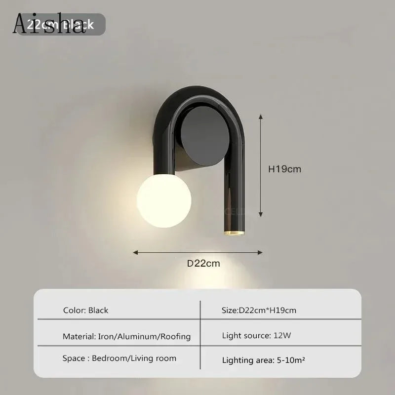 Minimalist U Shape Wall Lamp Nordic Sconce Lights for Bedroom Living Dining Study Room Simple Home Decorative Fixtures