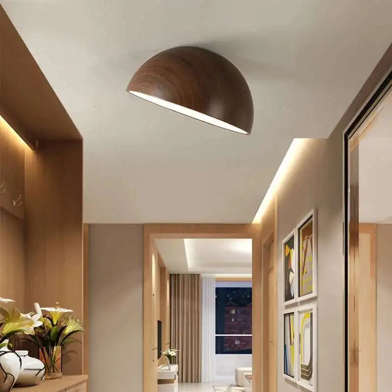 Walnut LED Ceiling Light Retro Full Spectrum Eye Protection Bedroom Lamp Entrance Foyer Corridor Lighting Fixture New Chandelier