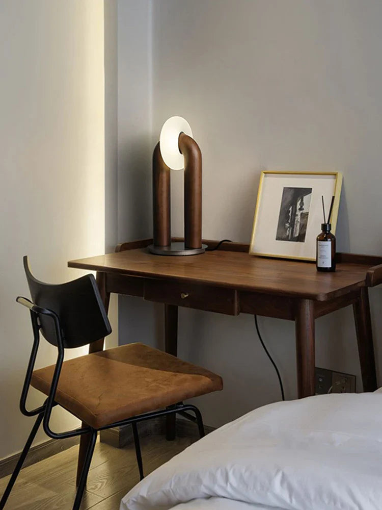 Solid Wood Touch Table Lamp – Dimmable LED Bedside Light