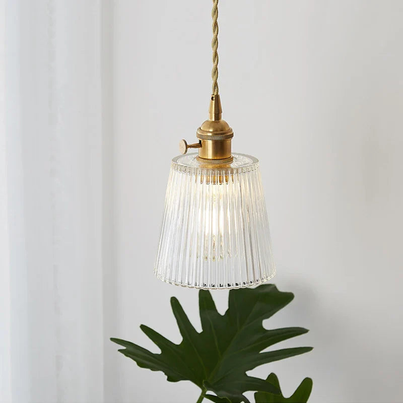 Vintage Noridc Stripe Glass Pendant Lamp Dining Room Kitchen Retro Pendant Lights Bedroom Bedside Decor Hanging Light