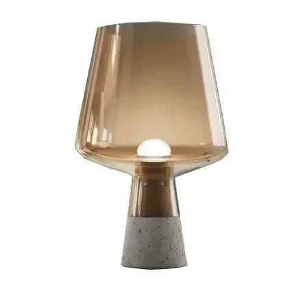 Modern Minimalist Cement Desk Lamp – LED Bedside Table Lamp with Grey Glass Shade