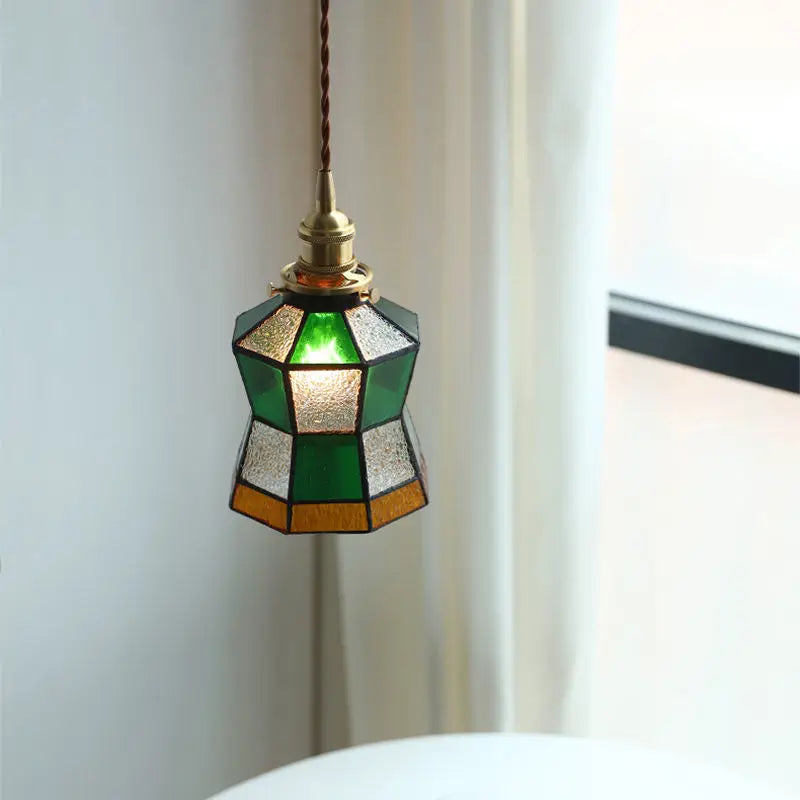 Industrial style Mediterranean retro ins wind glass Dining Room Bedroom Homestaybed warm retro nostalgia small chandelier