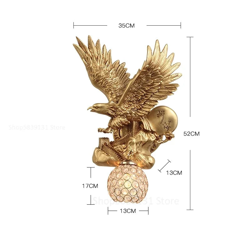 Modern Creative Resin Eagle Wall Lamp Nordic Living Room LED Wall Lights The Eagle Spread Its Wings Wall Decor Light Fixture E27