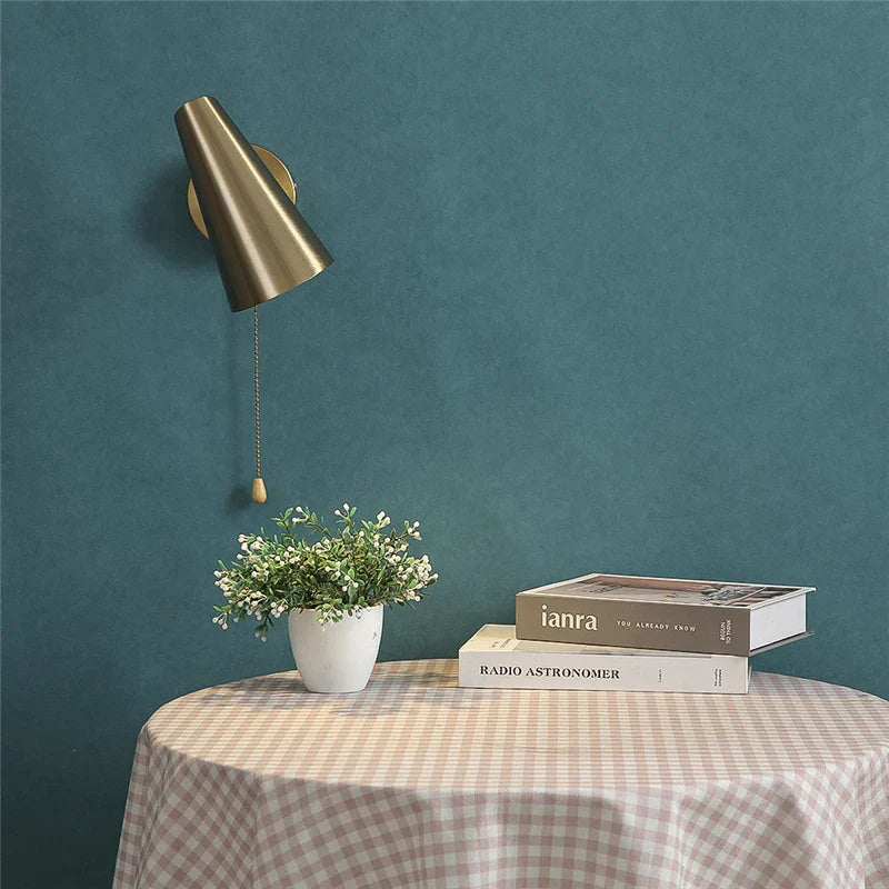 Foldable and Rotatable Wall Lamps with Pull Chain Switch Adjustable E27 Bedside Decor Light Fixtures Modern Study Reading Lights