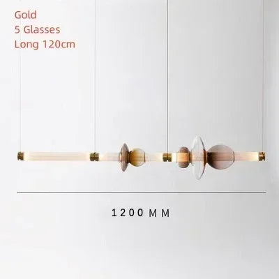 Nordic Linear Glass Pendant Light – Modern Dining Table Chandelier