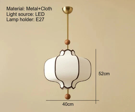 Retro Fabric Lampshade Pendant Light Japan Circular LED for Room Dining Table Apartment Wooden Ball Lighting Fixtures E27
