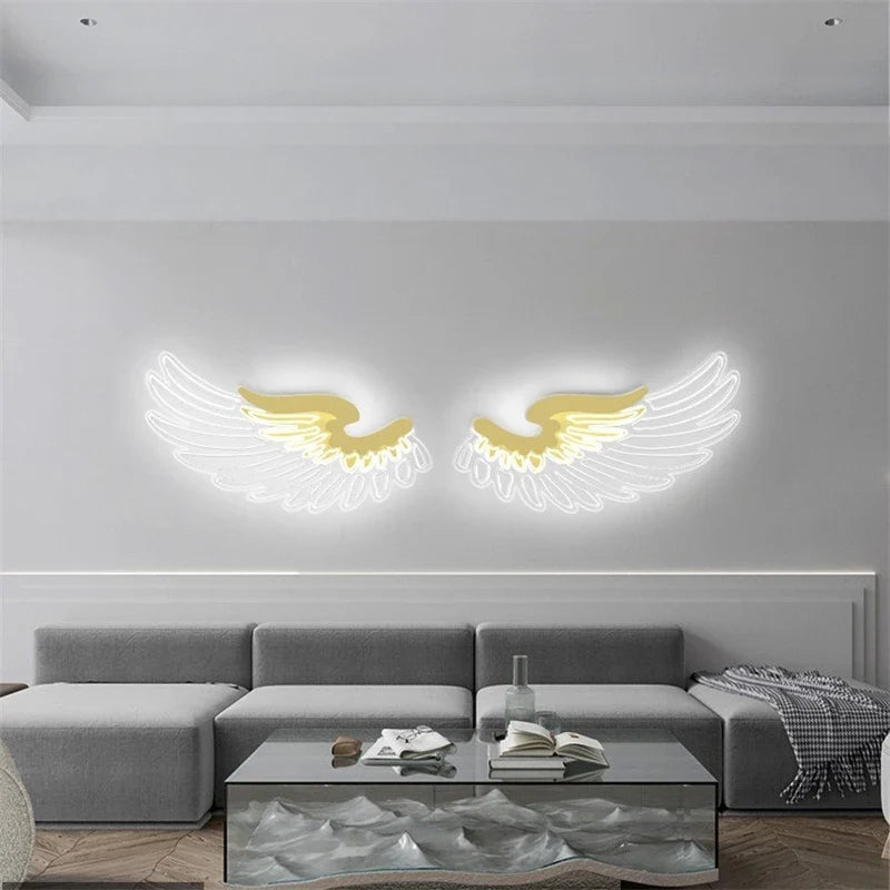Angel Wings Wall Lamps Nordic Creative Personality RGB LED Wall Lamp for Living Room Bedroom Restaurant Bar Decoration Lighting
