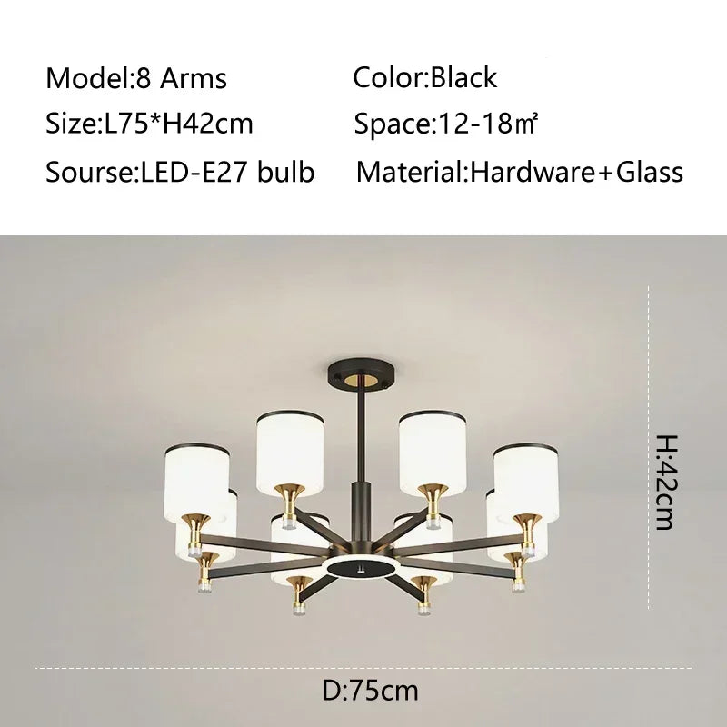 New Chinese Style Simple Chandelier Living Room Classical Restaurant Bedroom Trichromatic Pendant Lamp Retro Home Decor Lighting