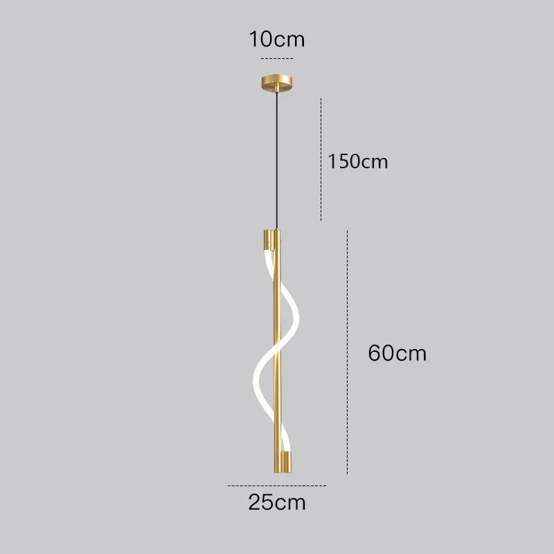 Modern Spiral LED Pendant Light – Minimalist Hanging Tube Lamp (Black/Gold)