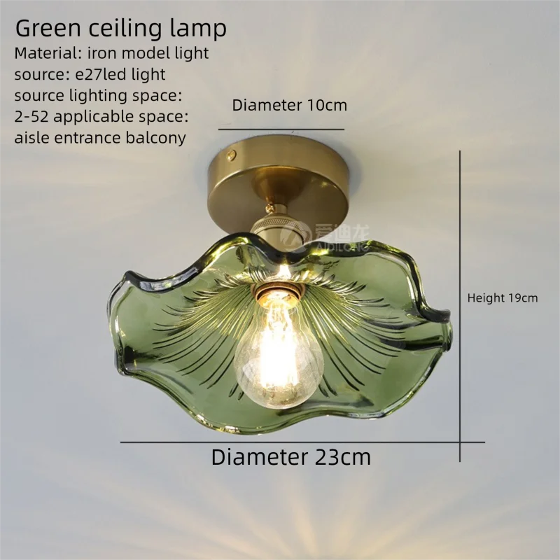 A single-head green lotus and leaf pendant lamp in the bedroom, dining room, bar counter and entrance hall of the homestay with