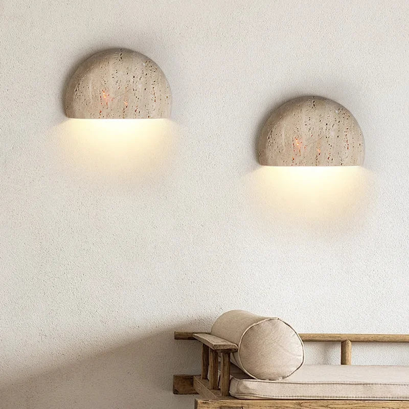 Natural Stone Wall Lamp – Modern Semi-Circular LED Wall Light