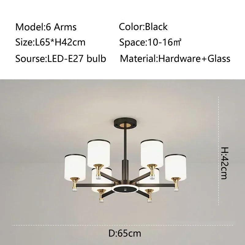 New Chinese Style Simple Chandelier Living Room Classical Restaurant Bedroom Trichromatic Pendant Lamp Retro Home Decor Lighting