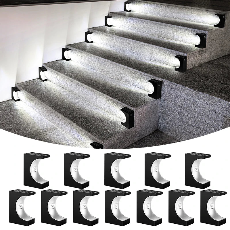 8/12Pcs Solar Step Lights Pathway Stair Outdoor Garden Lights Waterproof Balcony Lights Patio Deck Stair Fence Lights Decorative Landscape Lights