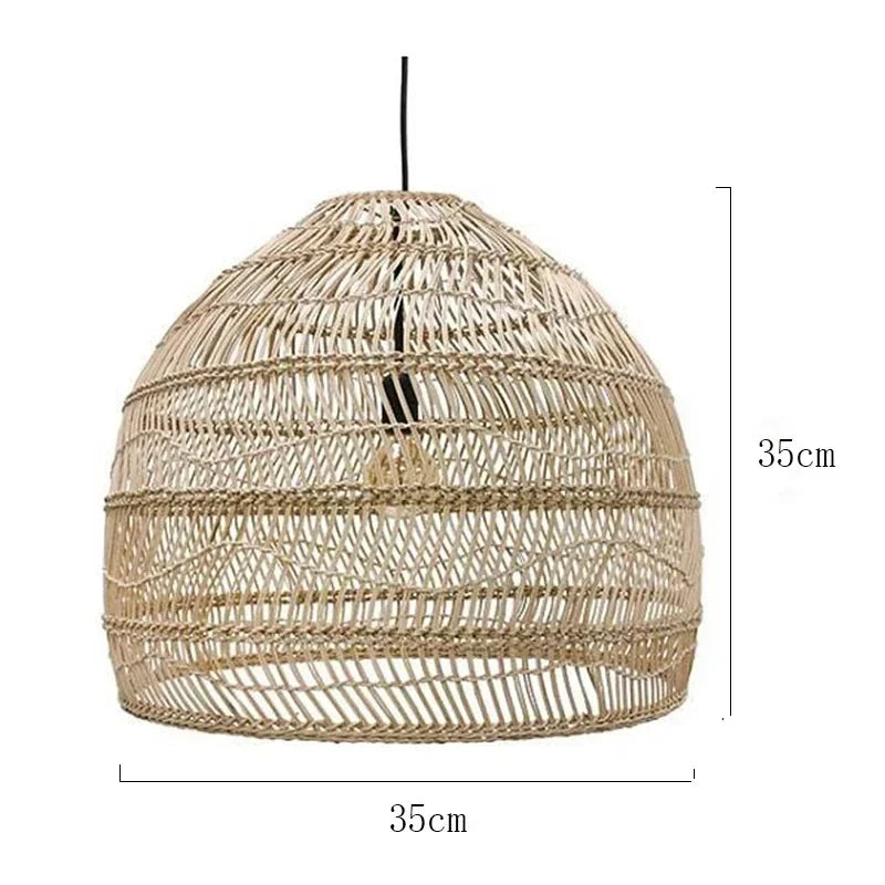 Chinese Handmade Woven Natural Rattan Pendant Lamp Living Room Restaurant Hotel Homestay Bedroom Led Chandelier Art Lights Decor
