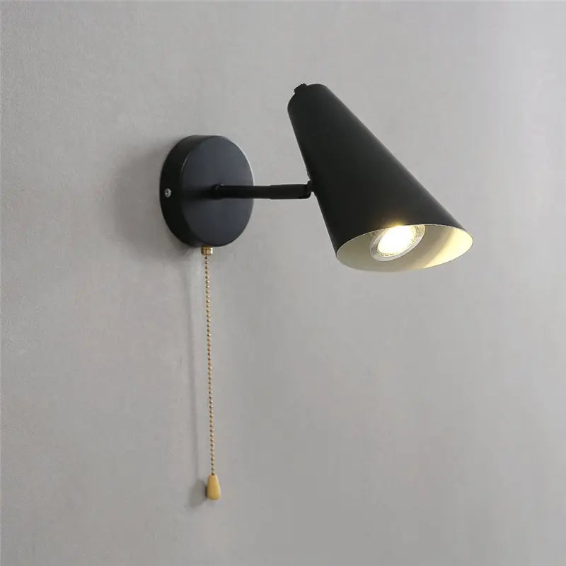 Foldable and Rotatable Wall Lamps with Pull Chain Switch Adjustable E27 Bedside Decor Light Fixtures Modern Study Reading Lights