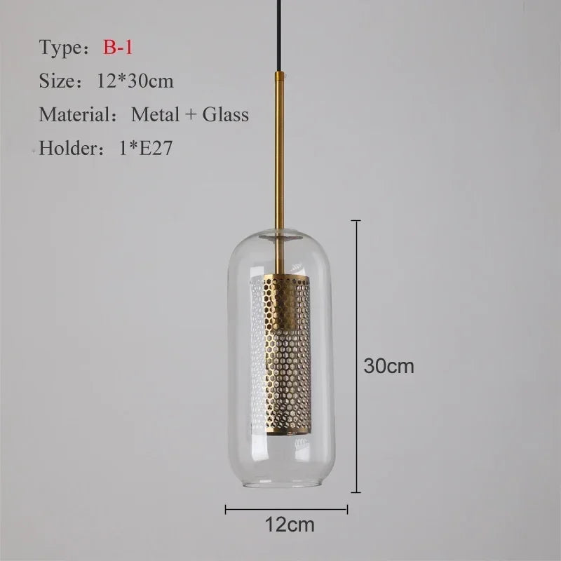 Modern Glass Mesh Pendant Light – Scandinavian Art Deco Hanging Lamp