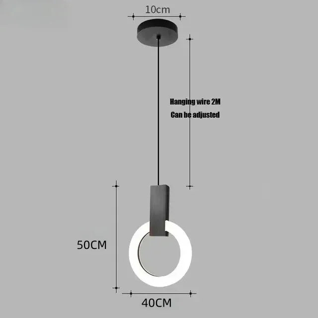 Nordic Simple LED Glass Pendant Lights Living Room Staircase Ring Creative Restaurant Bedroom Study Chandelier Home Decor Lamps