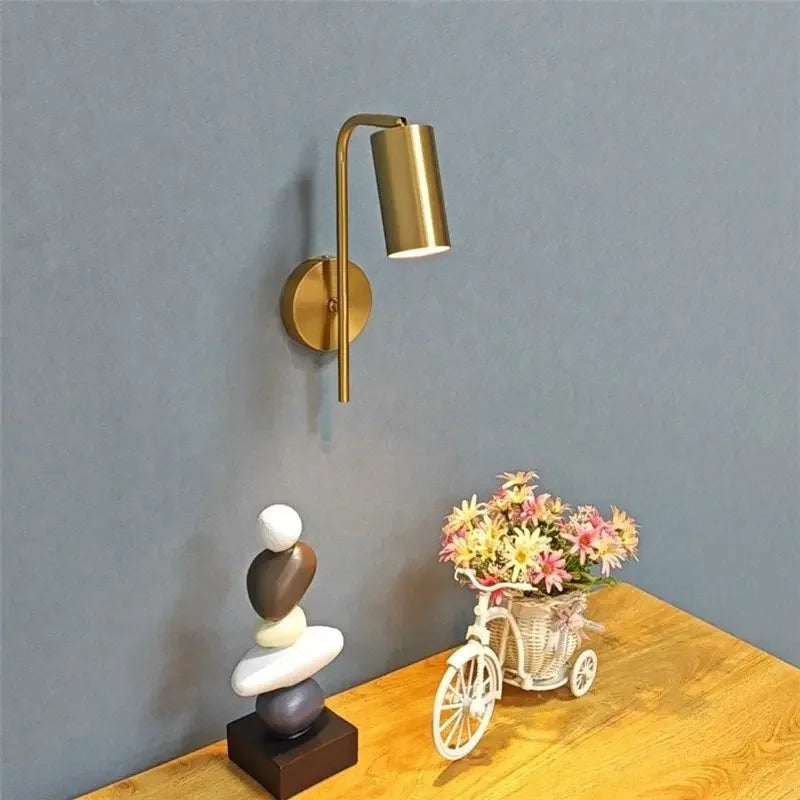 Nordic Bedroom Bedside Wall Lamps Golden Ones Rotatable LED Reading Wall Lamp Modern Minimalist Creative Adjustable Wall Lights