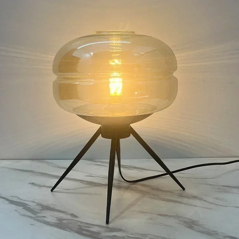Nordic Minimalist Glass LED Desk Lamp – Modern Bedside Table Light for Bedroom & Living Room