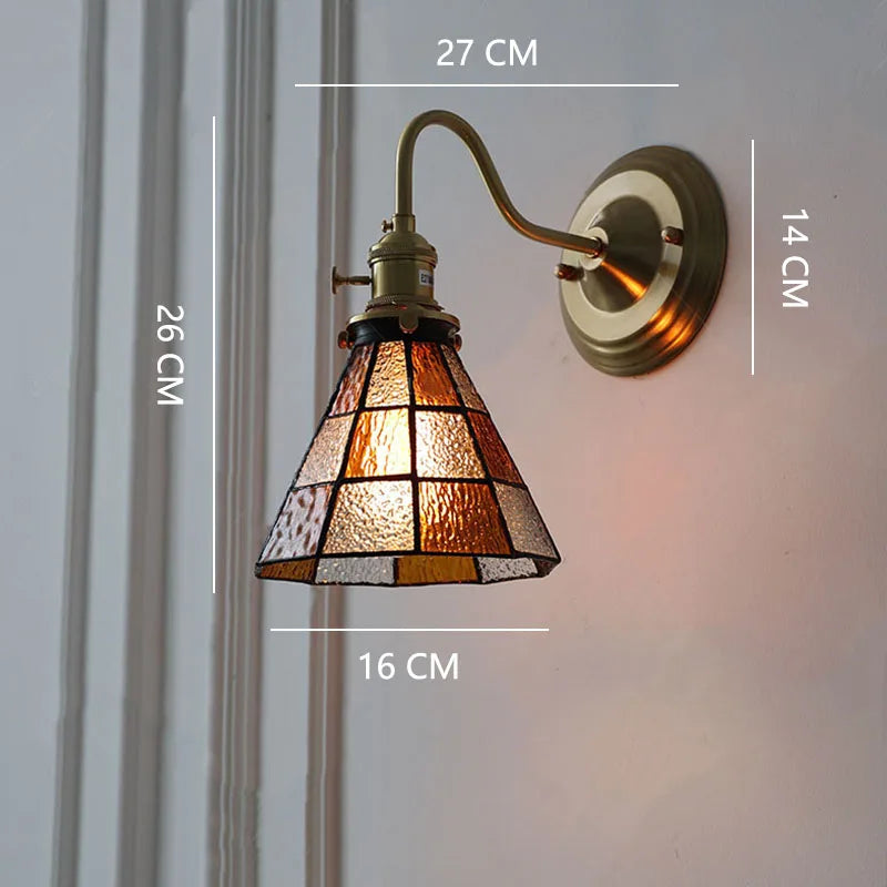 Bedroom headboard Tiffany living room background wall light light luxury Nordic American retro corridor corridor all copper wall