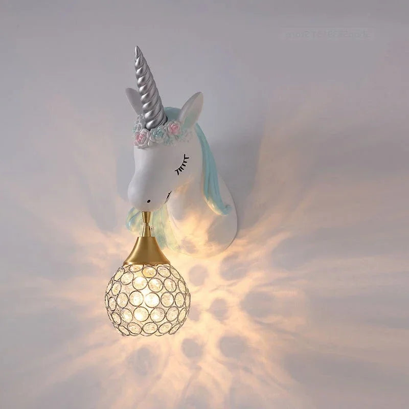 Nordic Modern Unicorn Wall Lamps Simple Individual Lovely Kids Room Wall Lights Bedroom Lamp Cartoon Sconce Wall Light Fixtures