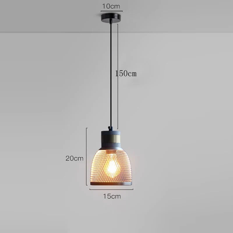 Industrial Mesh Pendant Light – Cement & Metal Hanging Ceiling Lamp