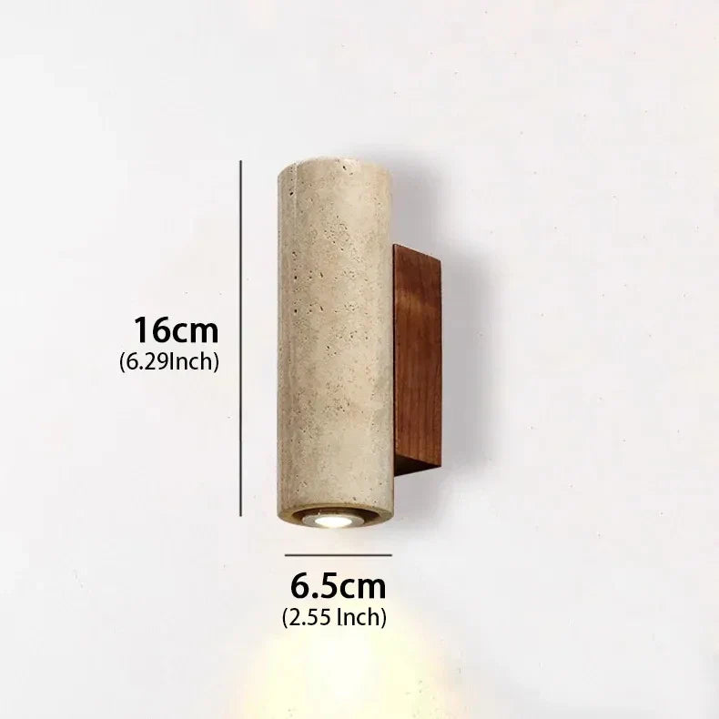 Wabi-Sabi Travertine Wall Light – Dual LED Stone Sconce for Bedroom, Hallway & Living Room
