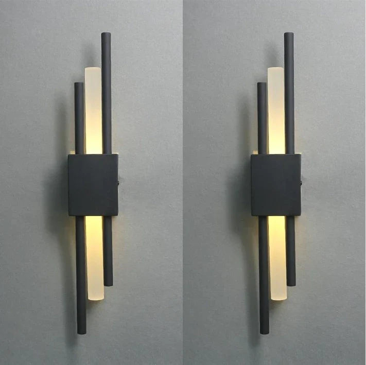 Modern Acrylic Pipe Wall Lamps for Living Room Bedroom Hallway Wall Sconce Light LED Black and Gold Iron Art Room Decor Lighting