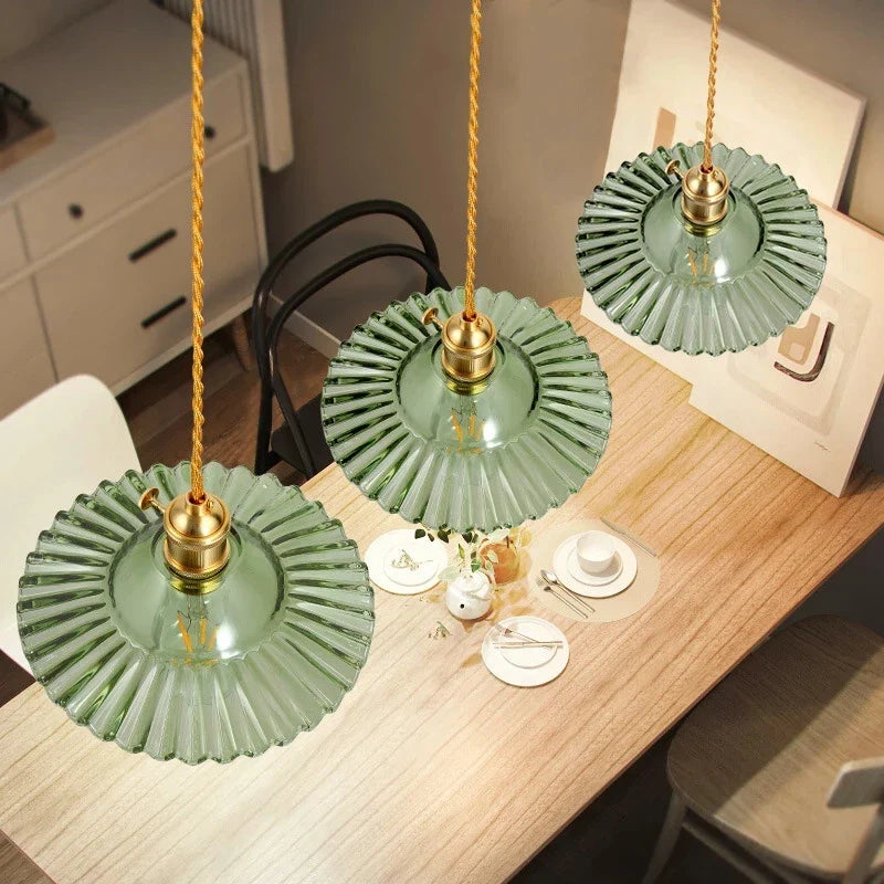 Brass glass chandelier Nordic vintage B&B bar Restaurant Bedside lamp Creative personality cafe bedroom lamp