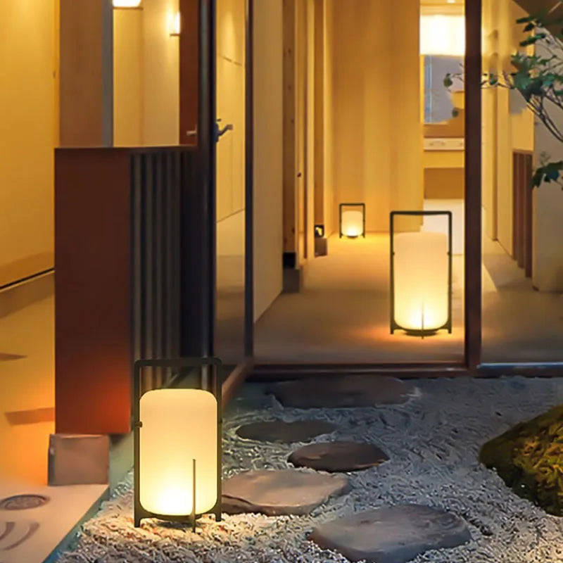 Modern Outdoor Lantern Floor Lamp – Minimalist Garden LED Light