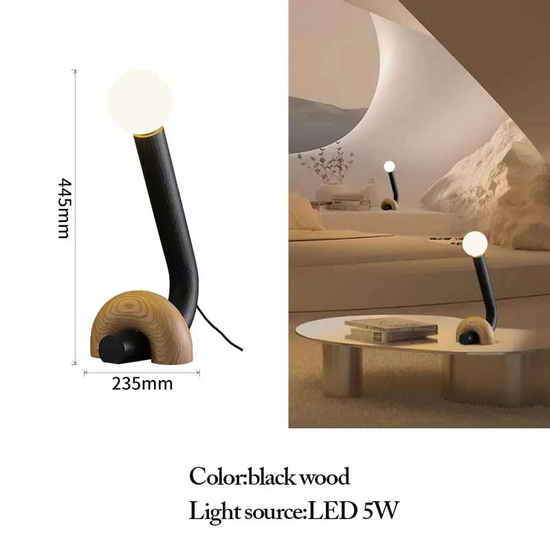 Modern Wooden Table Lamp – Sculptural LED Desk Light