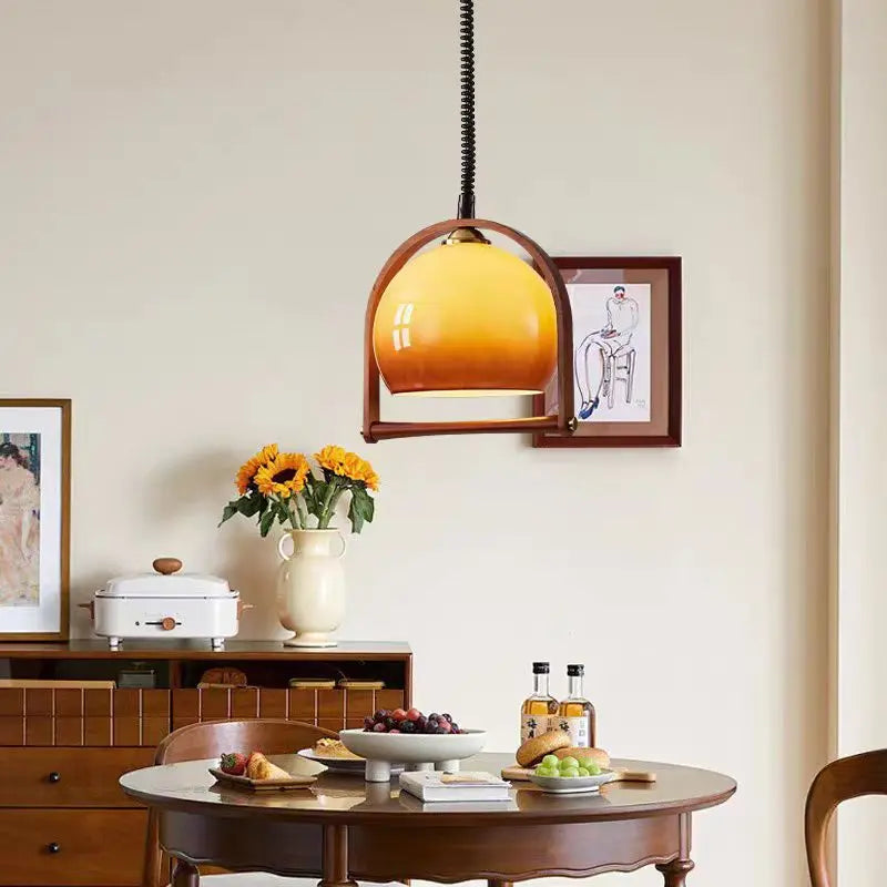 Modern Orange Glass Pendant Light – Retro Hanging Ceiling Lamp