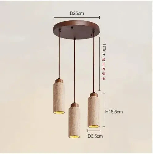 Wabi-Sabi Travertine Pendant Light – Japanese Marble Hanging Lamp