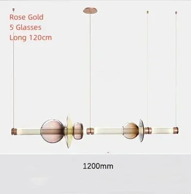 Nordic Linear Glass Pendant Light – Modern Dining Table Chandelier