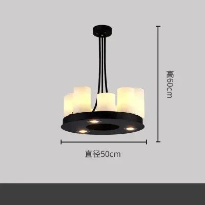 American Style Iron Art Retro Glass Candle Chandeliers Living Room Restaurant  Kitchen Led Pendant Lamp Bar Lighting Decorative