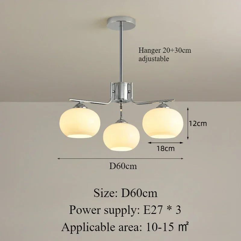 Nordic 3-Light Persimmon Pendant Light – Modern White Glass Ceiling Lamp