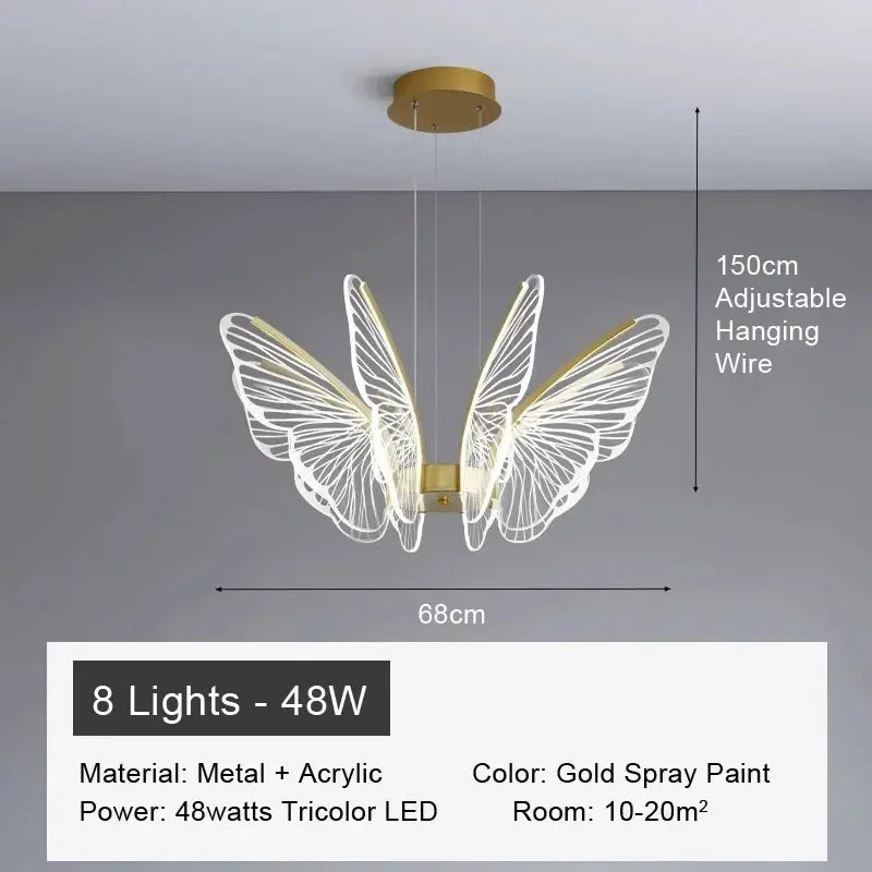 Butterfly Chandelier Minimalist arcylic hanging lights Creative lustres suspendu Living Room Bedroom kitchen island chandelier