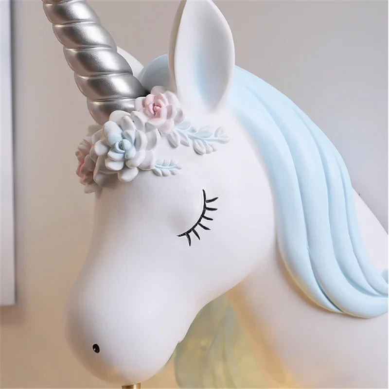 Nordic Modern Unicorn Wall Lamps Simple Individual Lovely Kids Room Wall Lights Bedroom Lamp Cartoon Sconce Wall Light Fixtures