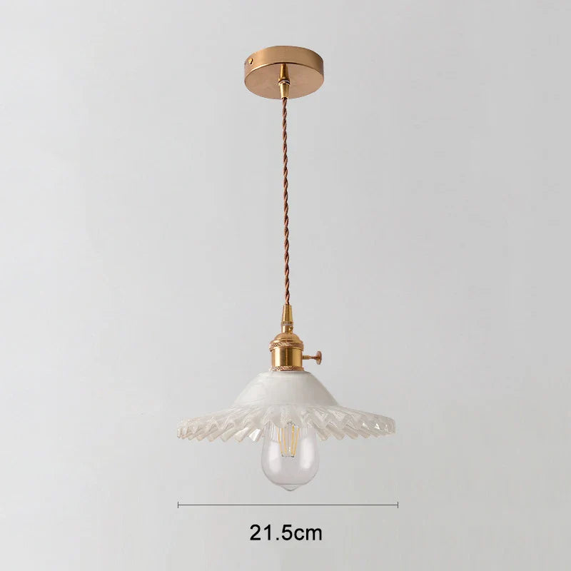 Brass glass chandelier Nordic vintage B&B bar Restaurant Bedside lamp Creative personality cafe bedroom lamp