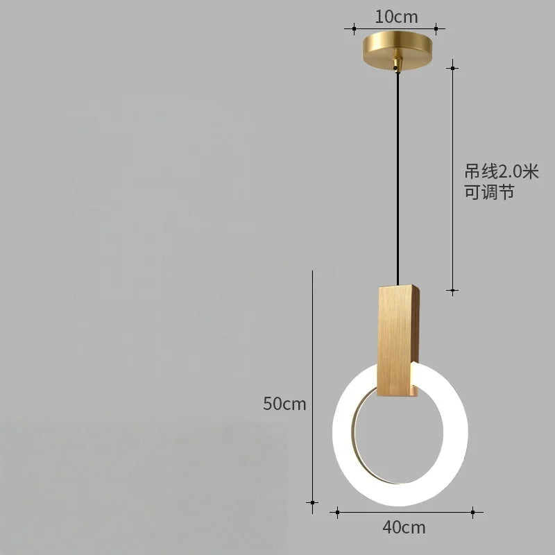 Nordic Simple LED Glass Pendant Lights Living Room Staircase Ring Creative Restaurant Bedroom Study Chandelier Home Decor Lamps