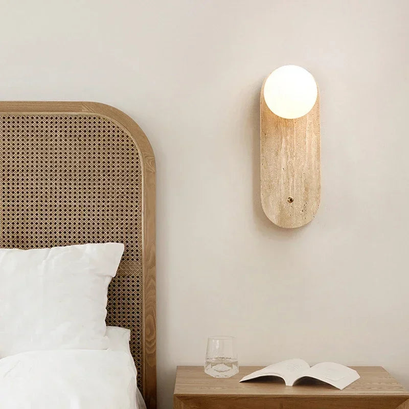 Wabi-Sabi Ceramic Wall Light – Japanese Minimalist LED Sconce for Bedroom & Living Room