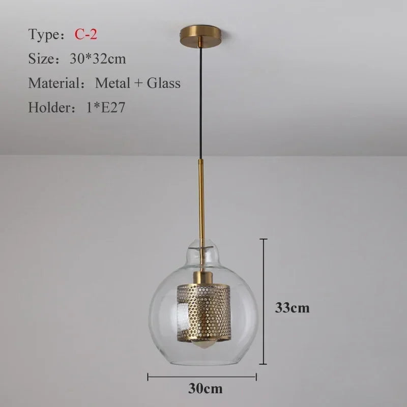 Modern Glass Mesh Pendant Light – Scandinavian Art Deco Hanging Lamp