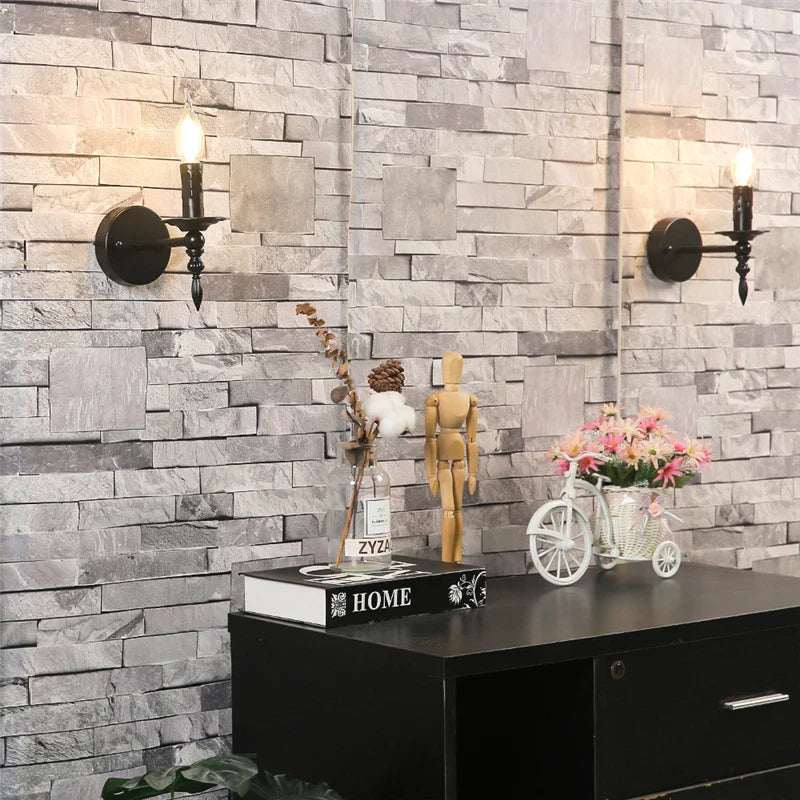 Nordic Vintage Iron Art Wall Lamps Black Led E14 Wall Lights American Retro Loft Sconces Light Fixtures Bedside Candle Wall Lamp
